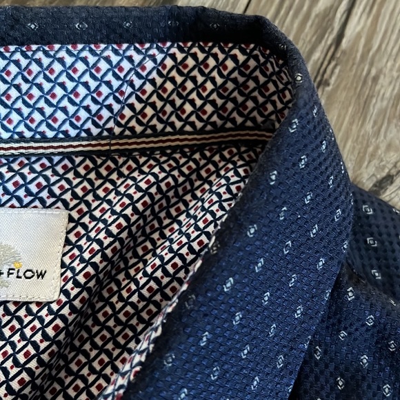 CRAFT +FLOW Mens Navy Print Dress Shirt - Picture 11 of 12